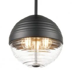 Bea 1-Light Black/Clear Pendant Light with Glass Shade by Light Society -Hot Sale Light Society Store black clear light society chandeliers ls c493 bk cl 44 1000