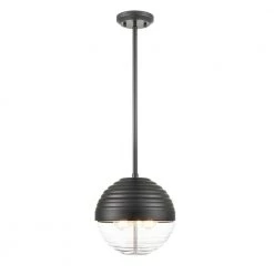 Bea 1-Light Black/Clear Pendant Light with Glass Shade by Light Society -Hot Sale Light Society Store black clear light society chandeliers ls c493 bk cl 4f 1000