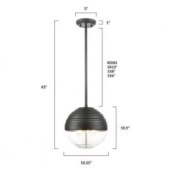 Bea 1-Light Black/Clear Pendant Light with Glass Shade by Light Society -Hot Sale Light Society Store black clear light society chandeliers ls c493 bk cl 76 1000