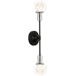 Cellini 5 in. Black Wall Sconce with Clear Glass Shades by Light Society