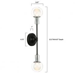 Cellini 5 in. Black Wall Sconce with Clear Glass Shades by Light Society -Hot Sale Light Society Store black clear light society vanity lighting ls w417 bk cl 76 1000