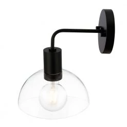Coubra 5 in. Black Wall Sconce with Clear Glass Shade by Light Society -Hot Sale Light Society Store black clear light society wall sconces ls w428 bk cl 1f 1000