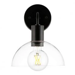 Coubra 5 in. Black Wall Sconce with Clear Glass Shade by Light Society -Hot Sale Light Society Store black clear light society wall sconces ls w428 bk cl 4f 1000