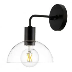 Coubra 5 in. Black Wall Sconce with Clear Glass Shade by Light Society