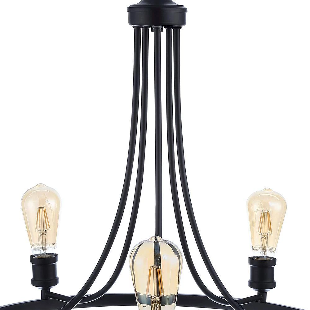 Remy 24.50 in. 5-Light Black Wagon Wheel Chandelier by DSI LIGHTING 5 Remy 24.50 in. 5-Light Black Wagon Wheel Chandelier by DSI LIGHTING - Image 3