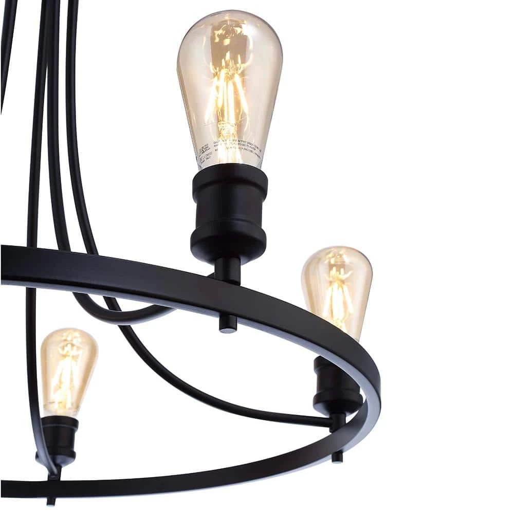 Remy 24.50 in. 5-Light Black Wagon Wheel Chandelier by DSI LIGHTING 10 Remy 24.50 in. 5-Light Black Wagon Wheel Chandelier by DSI LIGHTING - Image 8