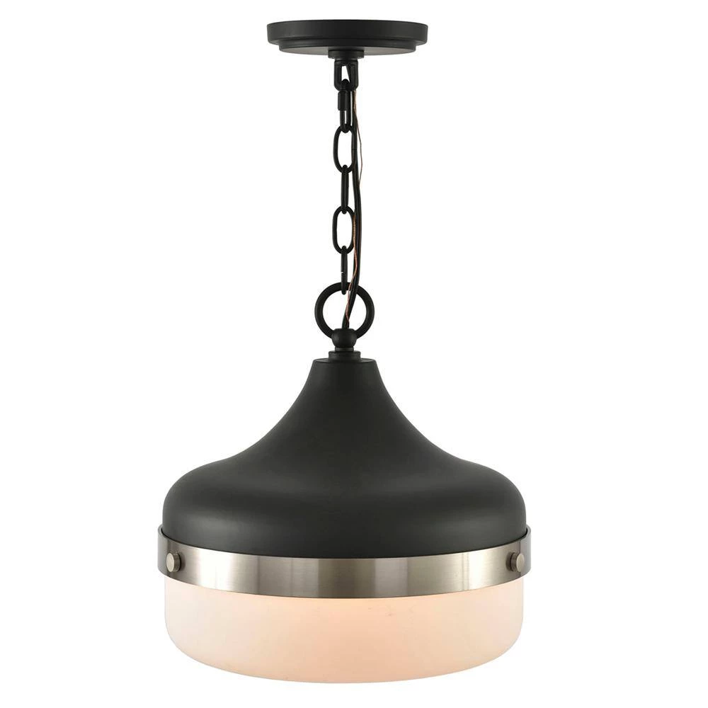 1-Light Black Pendant with Frosted Shade Diffuser by DSI LIGHTING 6 1-Light Black Pendant with Frosted Shade Diffuser by DSI LIGHTING - Image 4