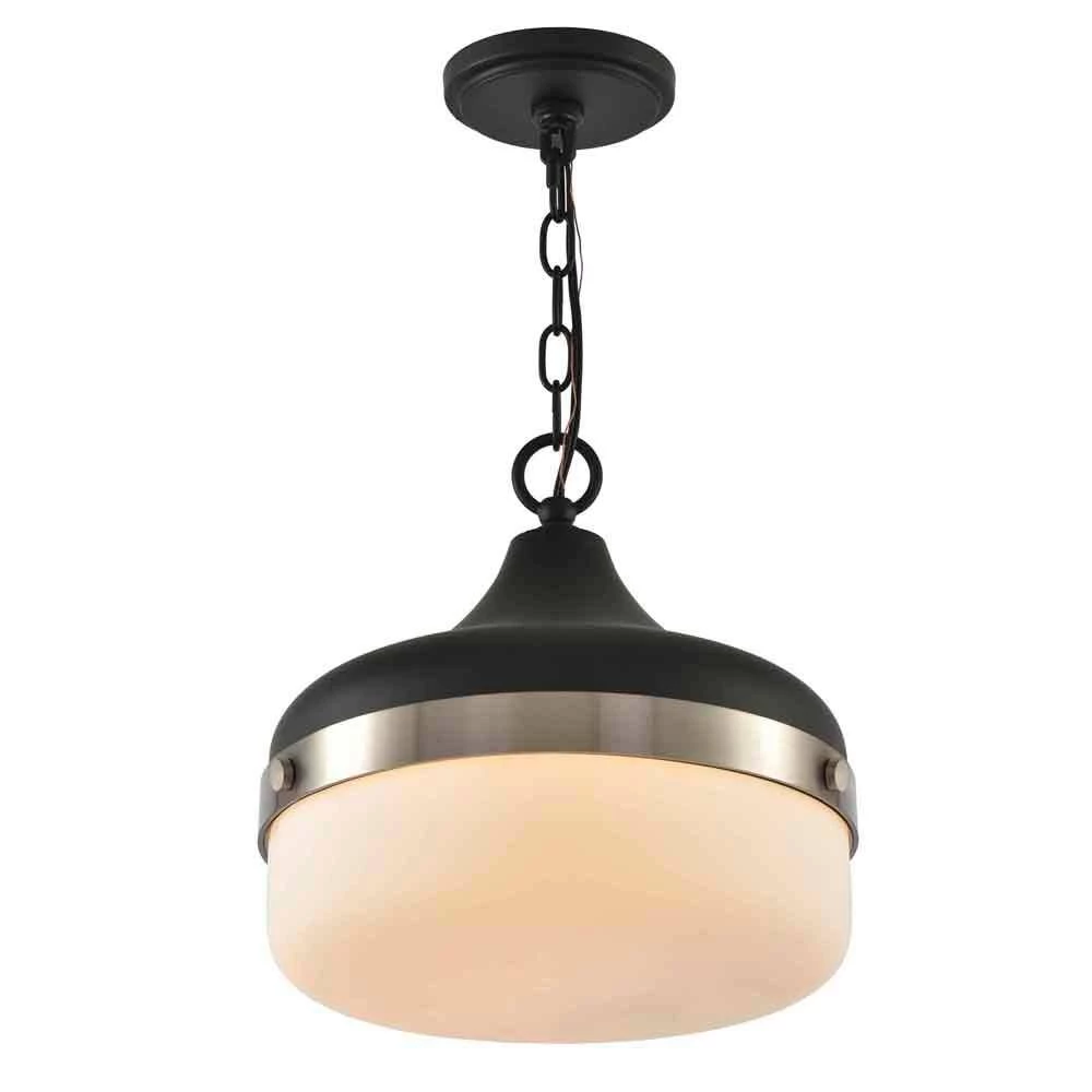 1-Light Black Pendant with Frosted Shade Diffuser by DSI LIGHTING 4 1-Light Black Pendant with Frosted Shade Diffuser by DSI LIGHTING - Image 2