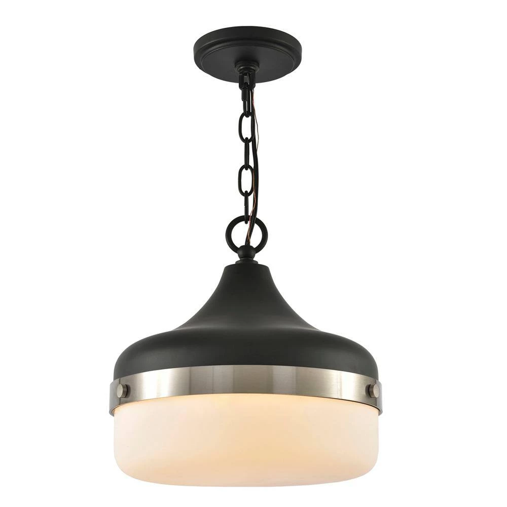 1-Light Black Pendant with Frosted Shade Diffuser by DSI LIGHTING 7 1-Light Black Pendant with Frosted Shade Diffuser by DSI LIGHTING - Image 5