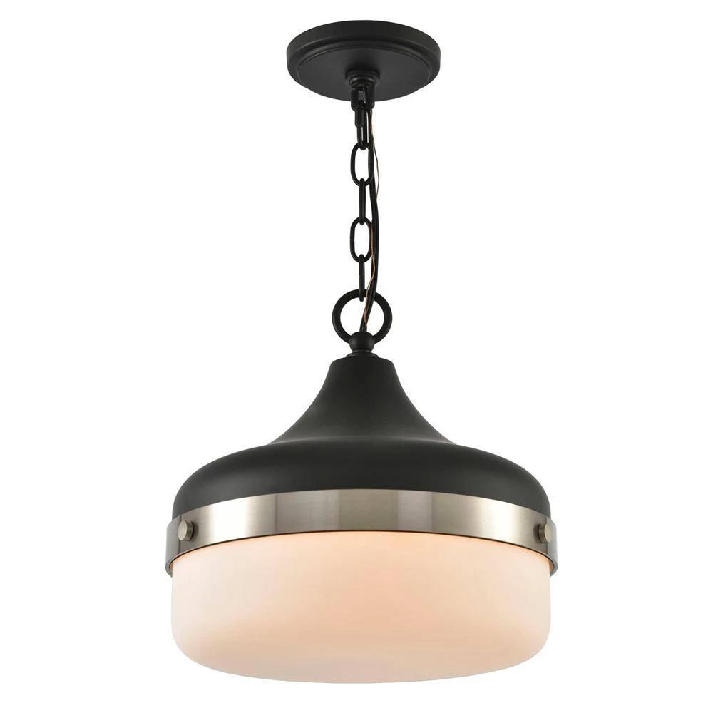 1-Light Black Pendant with Frosted Shade Diffuser by DSI LIGHTING 5 1-Light Black Pendant with Frosted Shade Diffuser by DSI LIGHTING - Image 3