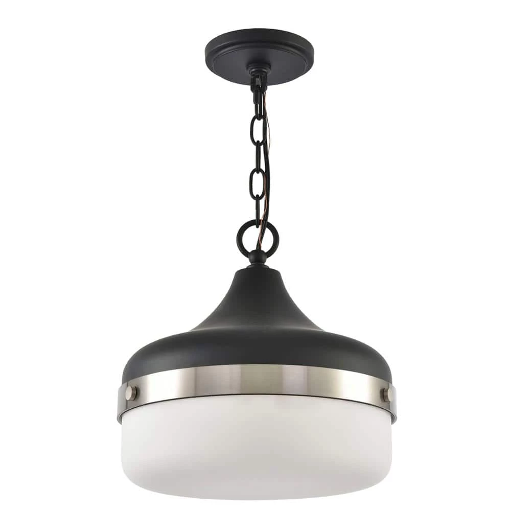 1-Light Black Pendant with Frosted Shade Diffuser by DSI LIGHTING 3 1-Light Black Pendant with Frosted Shade Diffuser by DSI LIGHTING