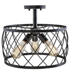 16 in. 3-Light Black Semi-Flush Mount by DSI LIGHTING -Hot Sale Light Society Store black dsi lighting flush mount lights ds18954 1f 1000