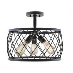 16 in. 3-Light Black Semi-Flush Mount by DSI LIGHTING