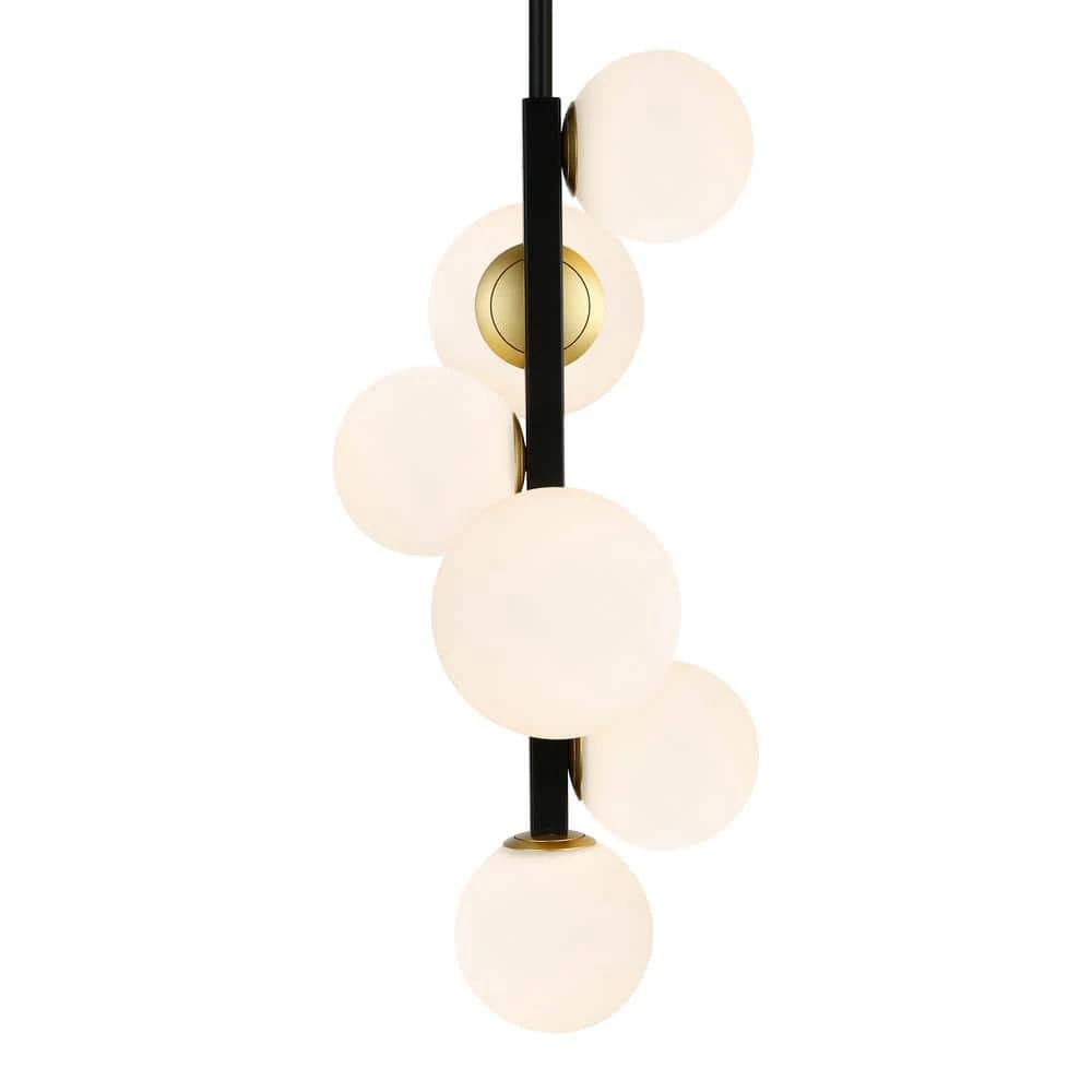Trieste 6-Light Black/Frosted Pendant with Glass Shades by Light Society 7 Trieste 6-Light Black/Frosted Pendant with Glass Shades by Light Society - Image 5