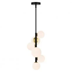 Trieste 6-Light Black/Frosted Pendant with Glass Shades by Light Society