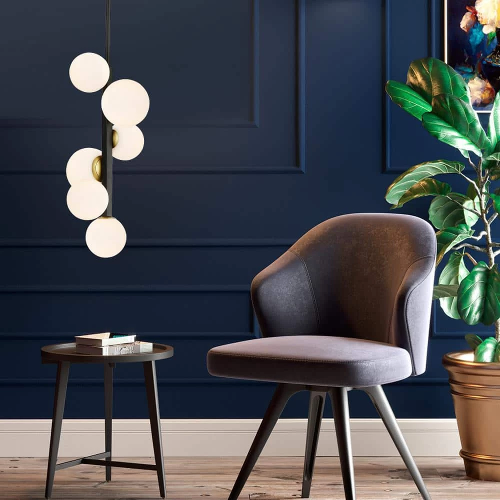 Trieste 6-Light Black/Frosted Pendant with Glass Shades by Light Society 4 Trieste 6-Light Black/Frosted Pendant with Glass Shades by Light Society - Image 2