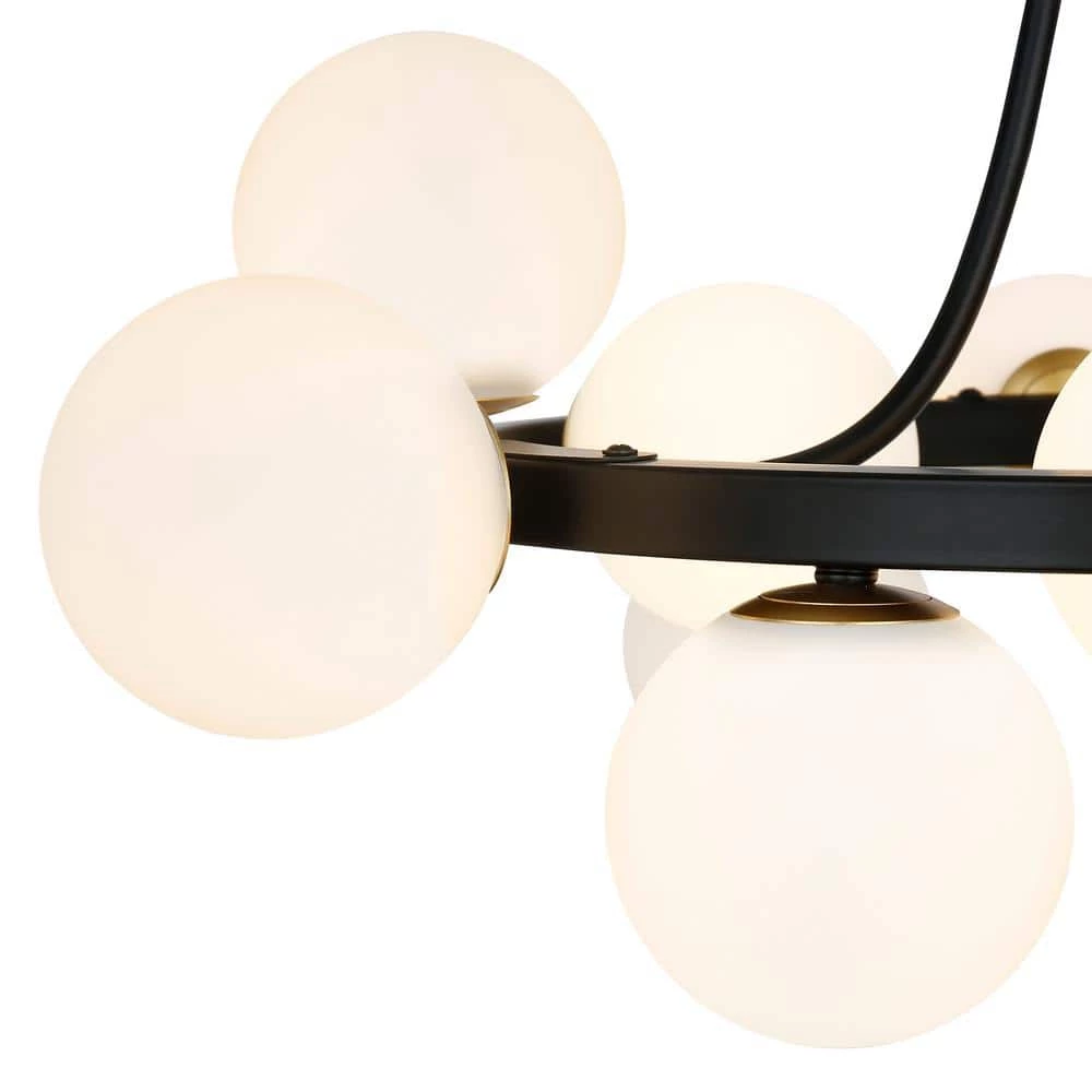 Trieste 12-Light Black/Frosted Chandelier with Glass Shades by Light Society 7 Trieste 12-Light Black/Frosted Chandelier with Glass Shades by Light Society - Image 5