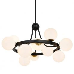 Trieste 12-Light Black/Frosted Chandelier with Glass Shades by Light Society 13 Trieste 12-Light Black/Frosted Chandelier with Glass Shades by Light Society -Hot Sale Light Society Store black frosted light society chandeliers ls c416 bk fr 4f 1000