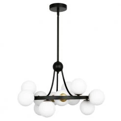 Trieste 12-Light Black/Frosted Chandelier with Glass Shades by Light Society 12 Trieste 12-Light Black/Frosted Chandelier with Glass Shades by Light Society -Hot Sale Light Society Store black frosted light society chandeliers ls c416 bk fr c3 1000