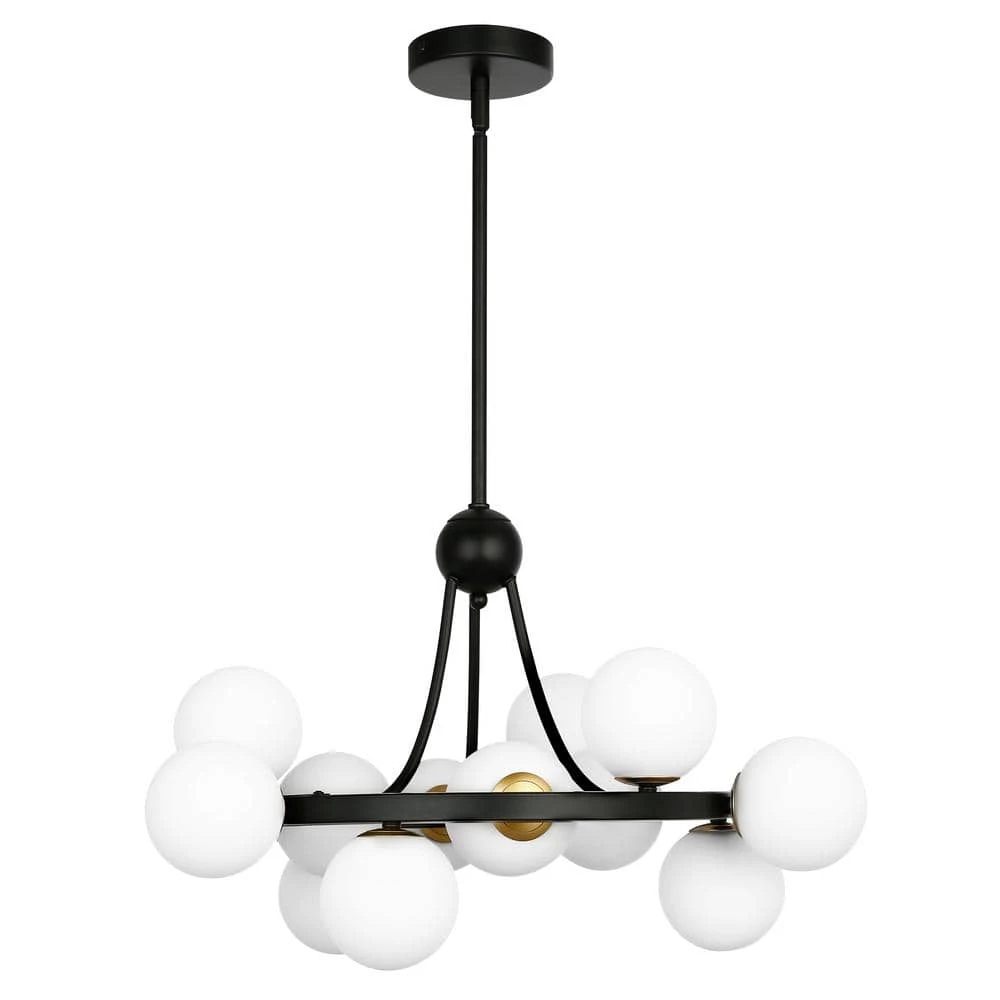 Trieste 12-Light Black/Frosted Chandelier with Glass Shades by Light Society 5 Trieste 12-Light Black/Frosted Chandelier with Glass Shades by Light Society - Image 3