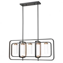 Rex 5-Light Black/Gold/Opal Chandelier with Glass Shades by Light Society -Hot Sale Light Society Store black gold opal light society chandeliers ls c490 bd op 1f 1000