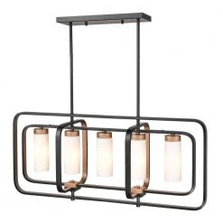 Rex 5-Light Black/Gold/Opal Chandelier with Glass Shades by Light Society -Hot Sale Light Society Store black gold opal light society chandeliers ls c490 bd op 44 1000