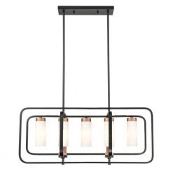 Rex 5-Light Black/Gold/Opal Chandelier with Glass Shades by Light Society