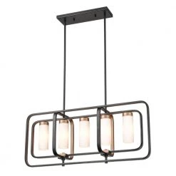 Rex 5-Light Black/Gold/Opal Chandelier with Glass Shades by Light Society -Hot Sale Light Society Store black gold opal light society chandeliers ls c490 bd op fa 1000