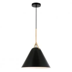 Kalix 14 in. 1-Light Black Pendant with Metal Shade by Light Society