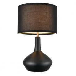 Kurvena 21.6 in. Black Table Lamp with Fabric Shade by Light Society
