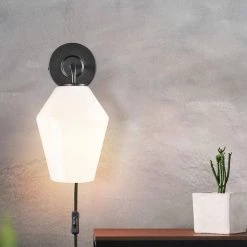 Clare 4.7 in. Black/Opal Plug-In Wall Sconce by Light Society -Hot Sale Light Society Store black opal light society wall sconces ls w472 bk op 31 1000