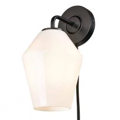 Clare 4.7 in. Black/Opal Plug-In Wall Sconce by Light Society -Hot Sale Light Society Store black opal light society wall sconces ls w472 bk op 44 1000