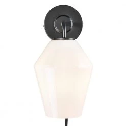 Clare 4.7 in. Black/Opal Plug-In Wall Sconce by Light Society -Hot Sale Light Society Store black opal light society wall sconces ls w472 bk op 4f 1000