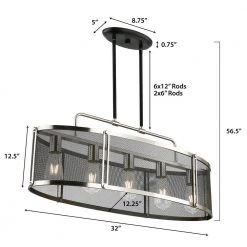 Andes 5-Light Black/Silver Pendant with Metal Shade by Light Society -Hot Sale Light Society Store black silver light society chandeliers ls c372 bk slv 76 1000