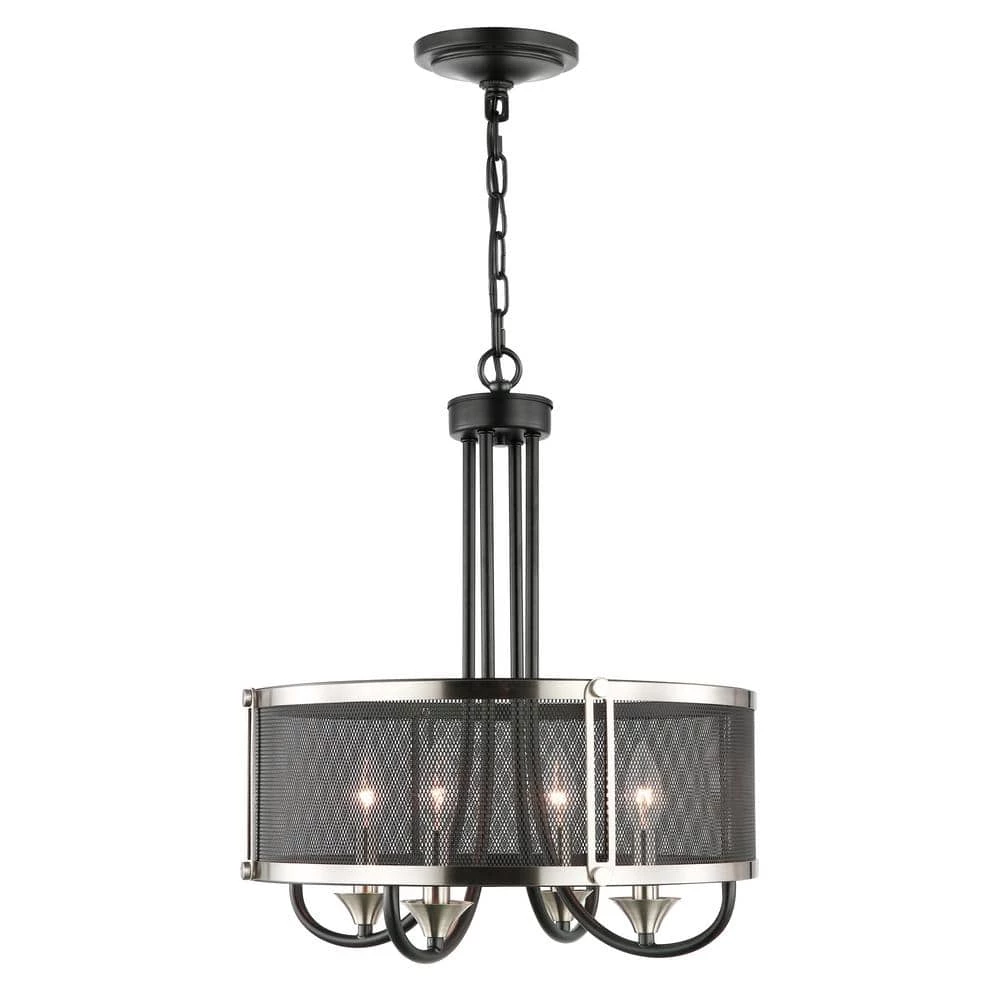 Andes 4-Light Black/Silver Chandelier with Metal Shade by Light Society 3 Andes 4-Light Black/Silver Chandelier with Metal Shade by Light Society