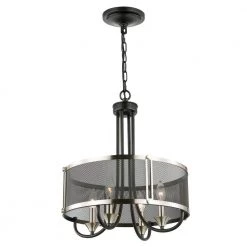 Andes 4-Light Black/Silver Chandelier with Metal Shade by Light Society 12 Andes 4-Light Black/Silver Chandelier with Metal Shade by Light Society -Hot Sale Light Society Store black silver light society chandeliers ls c373 bk slv c3 1000