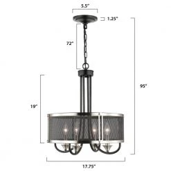 Andes 4-Light Black/Silver Chandelier with Metal Shade by Light Society 17 Andes 4-Light Black/Silver Chandelier with Metal Shade by Light Society -Hot Sale Light Society Store black silver light society chandeliers ls c373 bk slv d4 1000