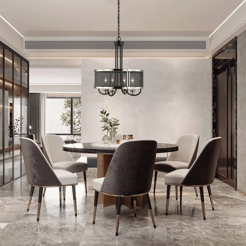 Andes 4-Light Black/Silver Chandelier with Metal Shade by Light Society 4 Andes 4-Light Black/Silver Chandelier with Metal Shade by Light Society - Image 2