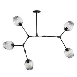 Thurston 5-Light Black/Smokey Chandelier with Glass Shades by Light Society -Hot Sale Light Society Store black smokey light society chandeliers ls c126 bk smk 4f 1000