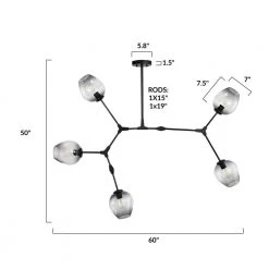 Thurston 5-Light Black/Smokey Chandelier with Glass Shades by Light Society -Hot Sale Light Society Store black smokey light society chandeliers ls c126 bk smk 76 1000
