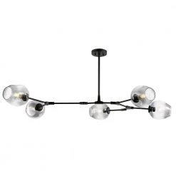 Thurston 5-Light Black/Smokey Chandelier with Glass Shades by Light Society -Hot Sale Light Society Store black smokey light society chandeliers ls c126 bk smk c3 1000