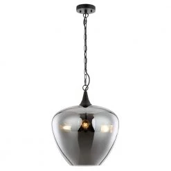Malibu 3-Light Black Pendant with Smokey Glass Shade by Light Society