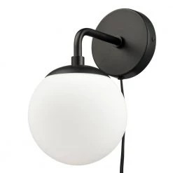 Greta 4.75 in. Black/White Globe Plug-In Wall Sconce with Glass Shade by Light Society -Hot Sale Light Society Store black white light society wall sconces ls w463 bk wh 1f 1000