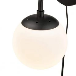 Greta 4.75 in. Black/White Globe Plug-In Wall Sconce with Glass Shade by Light Society -Hot Sale Light Society Store black white light society wall sconces ls w463 bk wh 44 1000