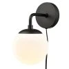 Greta 4.75 in. Black/White Globe Plug-In Wall Sconce with Glass Shade by Light Society -Hot Sale Light Society Store black white light society wall sconces ls w463 bk wh 64 1000