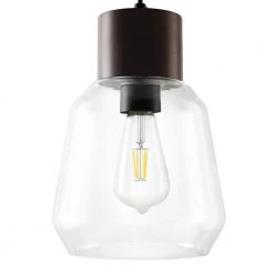Faye 1-Light Black Wood/Clear Pendant with Glass Shade by Light Society -Hot Sale Light Society Store black wood clear light society chandeliers ls c309 bw cl 1f 1000