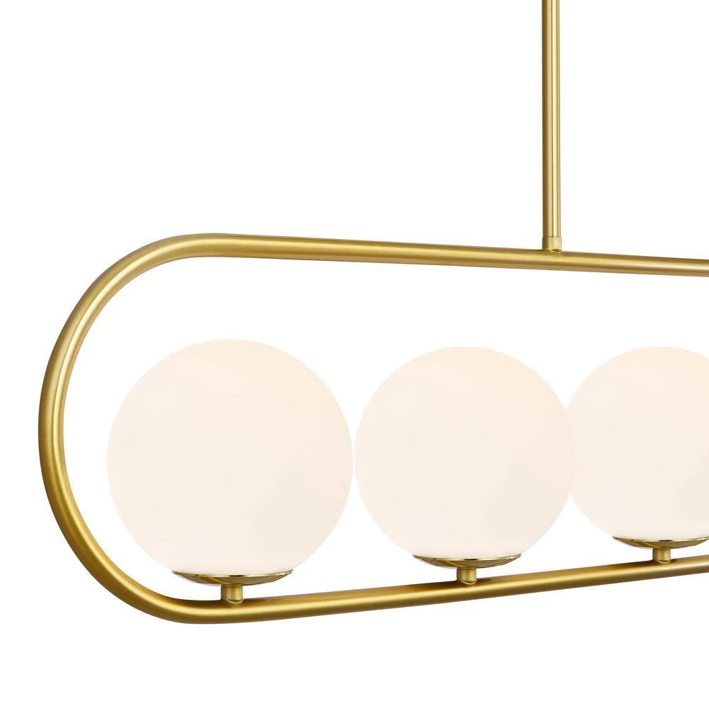 Audra 5-Light Brass Chandelier/Island Light with Frosted Glass Shades by Light Society 7 Audra 5-Light Brass Chandelier/Island Light with Frosted Glass Shades by Light Society - Image 5