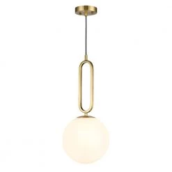 Page 1-Light Brass/White Geometric Pendant Light with Glass Shade by Light Society