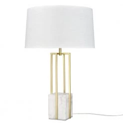 Dian 28.54 in. Brass/White Table Lamp with Fabric Shade by Light Society -Hot Sale Light Society Store brass white light society table lamps ls t507 brs whi 1f 1000