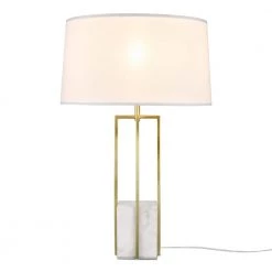 Dian 28.54 in. Brass/White Table Lamp with Fabric Shade by Light Society
